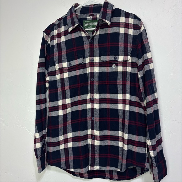 American Eagle NWT Flannel Plaid Men's Button Up Shirt Long Sleeve Small Navy - Picture 1 of 8